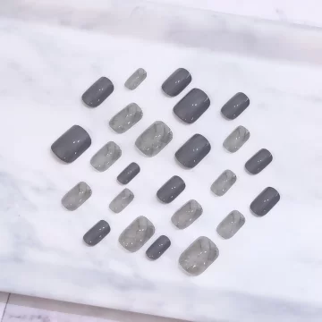 低調淺灰暈染亮面&times;穿戴式手指甲片&times;二十四入