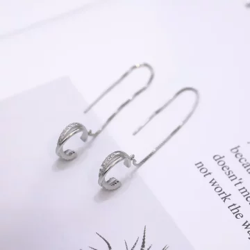 925銀針×簡約晶鑽交叉×耳骨耳線