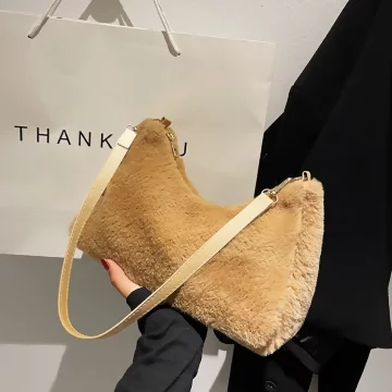 毛絨小單肩×肩背袋×卡其