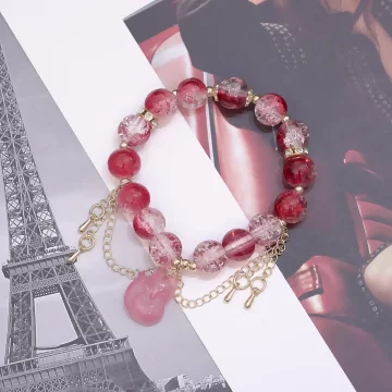 妖媚紅狐琉璃&times;固定式串珠手鍊