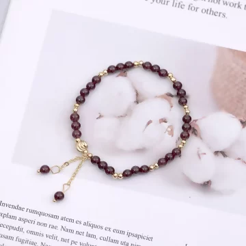 小石榴琉璃流蘇×固定式串珠手鍊 