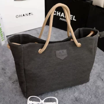 中性棉繩帆布&times;手提袋&times;黑色