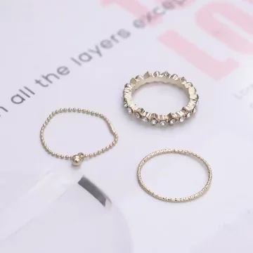 精巧菱鑽小鍊珠&times;三套件戒指組