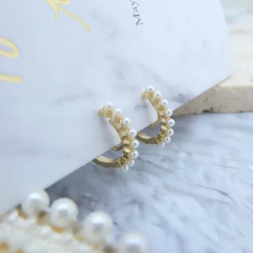 一字珍珠×蚊香盤U型耳夾