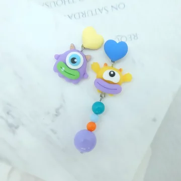 大眼怪獸&times;不對稱吊墜耳環