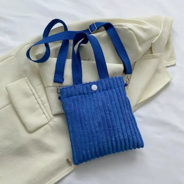 波浪燈芯絨信封包×斜背包×寶藍