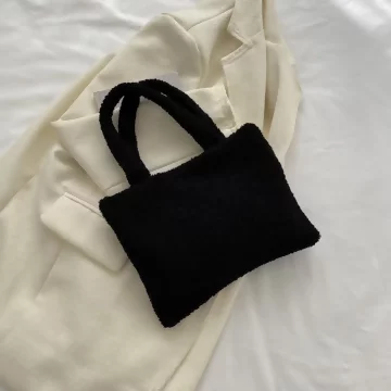 莫蘭迪絨毛小手提&times;手提袋&times;黑色