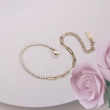 316鋼飾×晶鑽鍊條×手鍊×金色