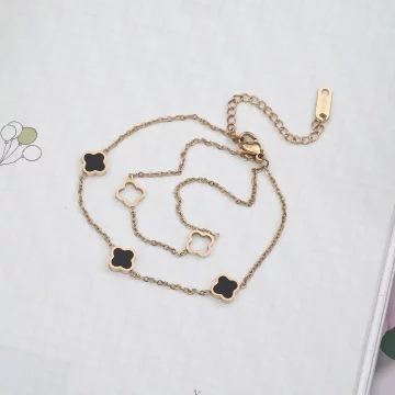 316鋼飾×雙層幸運四葉草×手鍊×金色