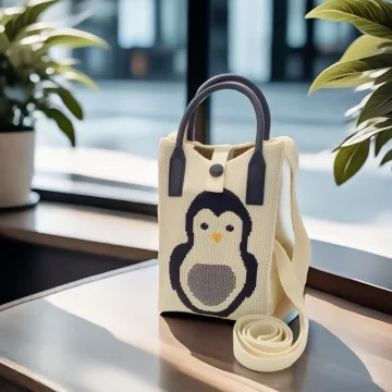 灰企鵝×針織×斜背包