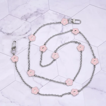 法式小花&times;手機斜背雙勾掛繩&times;粉紅