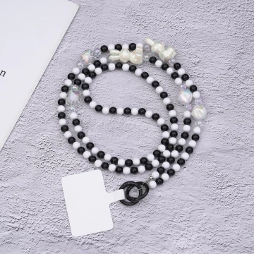 兔兔糖果圓珠&times;手機斜背雙勾掛繩&times;黑白