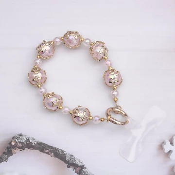 爆裂星彩珠&times;手機腕帶掛繩&times;粉紅