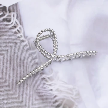 金屬波紋麻花&times;鯊魚夾&times;銀色