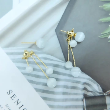 貓眼石撞珠&times;後掛式吊墜耳環