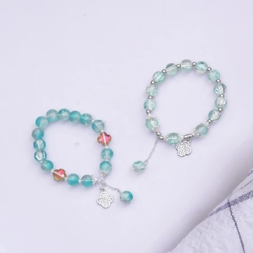 四葉草冰裂紋琉璃×固定式串珠手鍊×共二色