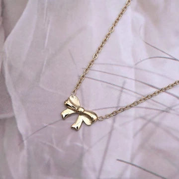 316鋼飾×禮物蝴蝶結×鎖骨項鍊×金色
