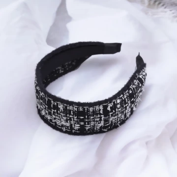 黑白小香毛呢格紋&times;髮箍