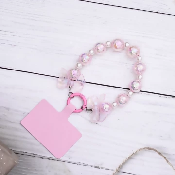 糖果紙炫彩蝴蝶結&times;手機腕帶掛繩&times;粉紅