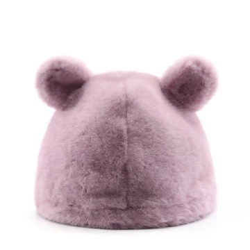 毛絨小熊×毛帽×粉紅