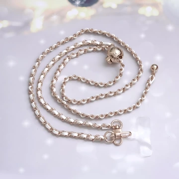 白金小香風鍊條金屬球&times;手機斜背雙勾掛繩&times;白金