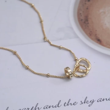 三環不規則圓圈×鎖骨項鍊×金色