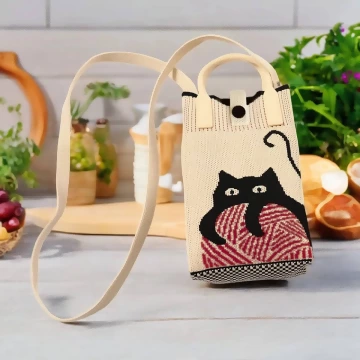 貓咪毛線×針織×斜背包