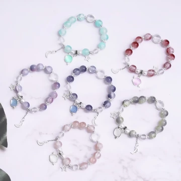 星月貝殼流蘇&times;固定式串珠手鍊&times;共六色