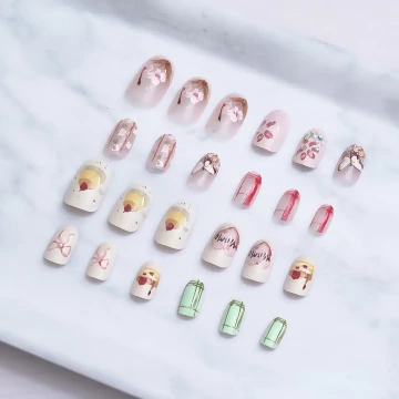 花園裡的下午茶時光亮面×穿戴式手指甲片×二十四入