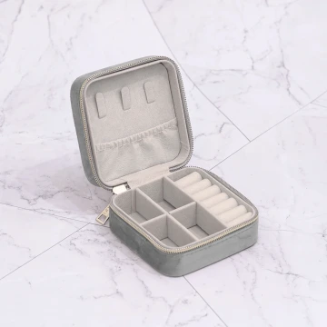 絲絨莫蘭迪&times;拉鍊飾品盒&times;灰色