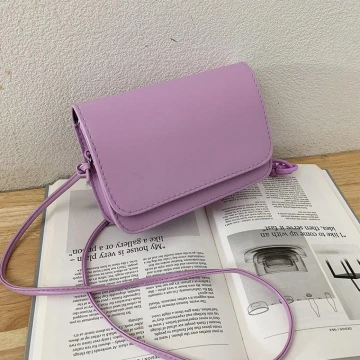 簡約純素面不對稱背帶×斜背包×紫色