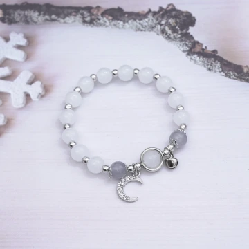 灰月光貓眼石&times;固定式串珠手鍊