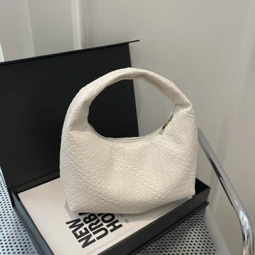 高級感壓紋餃子包×手提袋×白色