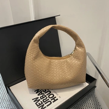 高級感壓紋餃子包×手提袋×卡其