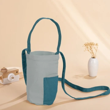 撞色帆布水杯袋×手提兩用×斜背袋×綠藍