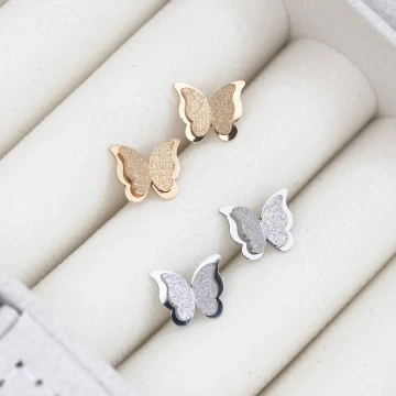 316鋼飾×雙層磨砂蝴蝶×耳釘