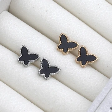 316鋼飾×酷黑蝴蝶×耳釘×共二色