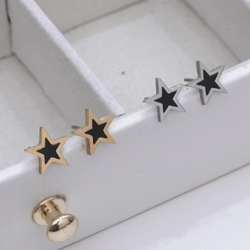 316鋼飾×酷黑五角星×耳釘×共二色