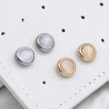 316鋼飾&times;貓眼圓形&times;耳釘&times;共二色