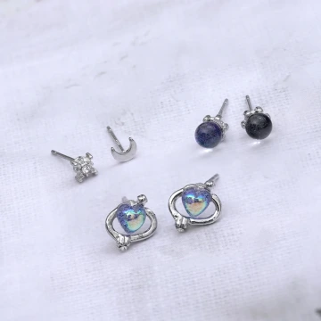 銀河宇宙之心×三套件耳環組