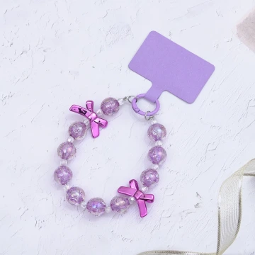 輕奢水晶球蝴蝶結&times;手機腕帶掛繩&times;紫色