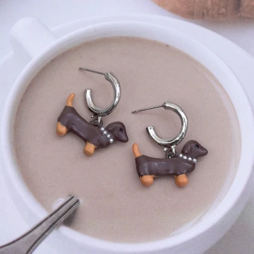 臘腸狗×吊墜耳環