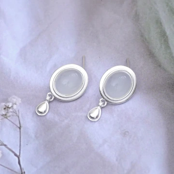 亞光貓眼石水滴×吊墜耳環