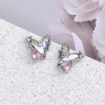 愛心小彩鑽×耳環