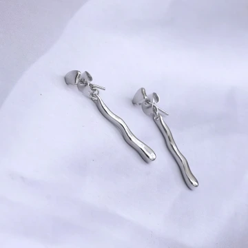 一字熔岩冰滴×後掛式吊墜耳環