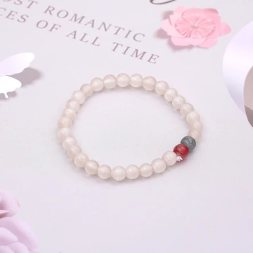 紅黑雙晶小貓眼&times;固定式串珠手鍊