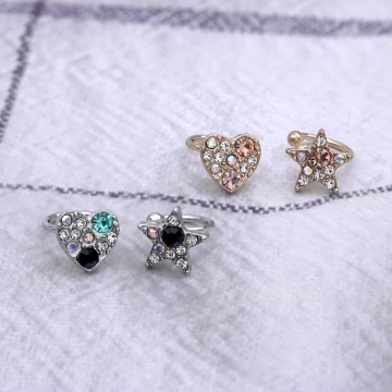 閃亮星星愛心×U型耳骨夾×共二色