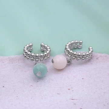 圓珠雙排小貓眼×單邊U型耳骨夾×共二色