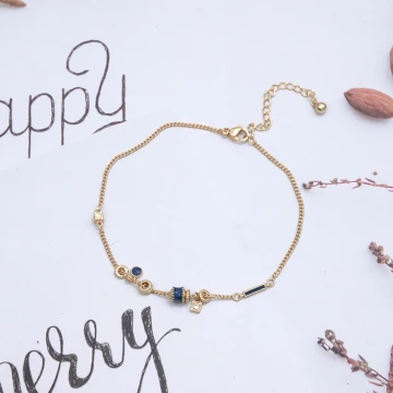 深藍圈閃鑽流蘇&times;腳鍊