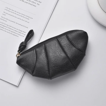 牛角可頌×可掛脖×拉鍊零錢包×黑色